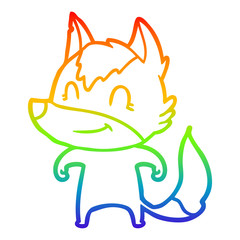 rainbow gradient line drawing friendly cartoon wolf
