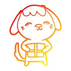 warm gradient line drawing happy cartoon dog