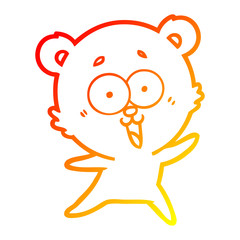 Obraz premium warm gradient line drawing laughing teddy bear cartoon