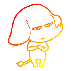 warm gradient line drawing annoyed cartoon elephant