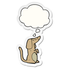 cartoon dog and thought bubble as a printed sticker