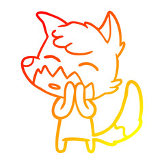 warm gradient line drawing cartoon fox
