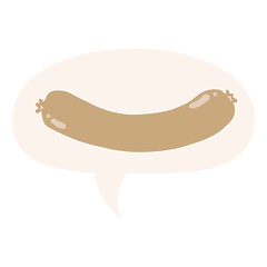 cartoon sausage and speech bubble in retro style