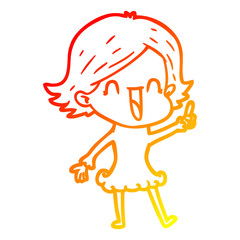 warm gradient line drawing cartoon happy woman