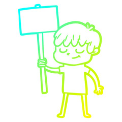 cold gradient line drawing cartoon happy boy