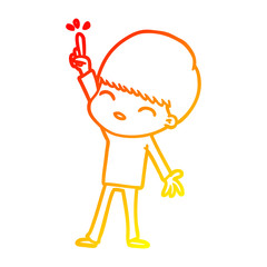 warm gradient line drawing happy cartoon boy