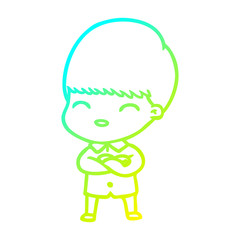 cold gradient line drawing happy cartoon boy