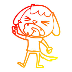 warm gradient line drawing cute cartoon dog barking