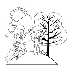 Teenager boy and girl cartoon design