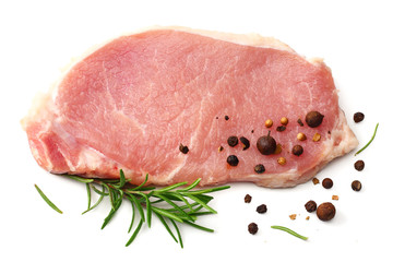 Raw pork meat isolated on white background