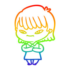 rainbow gradient line drawing cartoon woman
