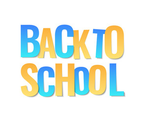 Back to school. Paper cut letters. Abstract typography design. Greeting card or poster template on white. Vector illustration.