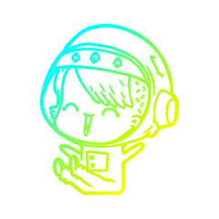 cold gradient line drawing happy cartoon space girl