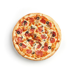 Capricciosa pizza isolated