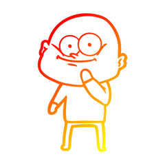 warm gradient line drawing cartoon bald man staring