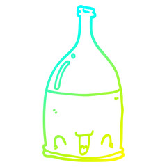 cold gradient line drawing cartoon wine bottle