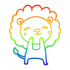 rainbow gradient line drawing cartoon lion