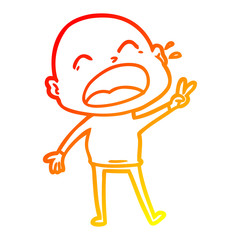 warm gradient line drawing cartoon shouting bald man