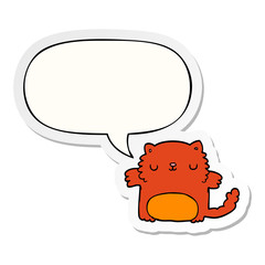 cartoon cat and speech bubble sticker