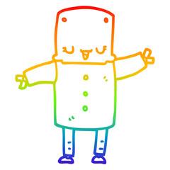 rainbow gradient line drawing cartoon robot