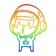rainbow gradient line drawing happy cartoon astronaut