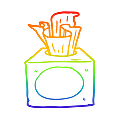 rainbow gradient line drawing box of tissues