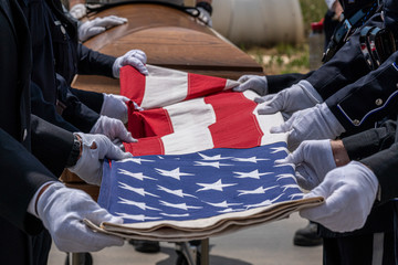 Start of a 6 Person Fold of an American Flag.