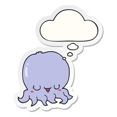 cartoon jellyfish and thought bubble as a printed sticker