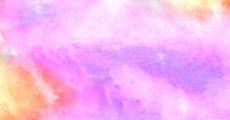 Multicolor light red, pink and yellow shades watercolor background. Aquarelle paint paper textured stain canvas element for text design, greeting card, template. Fantasy hand drawn illustration
