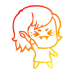 warm gradient line drawing annoyed cartoon vampire girl