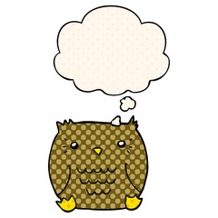 cartoon owl and thought bubble in comic book style