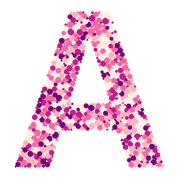 A letter color distributed circles dots illustration