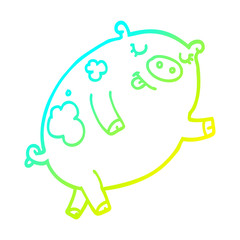 cold gradient line drawing cartoon dancing pig