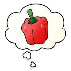 cartoon pepper and thought bubble in smooth gradient style