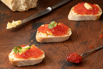 breakfast with russian caviar and bread