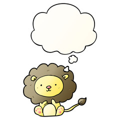 cartoon lion and thought bubble in smooth gradient style