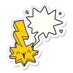 cartoon lightning bolt and speech bubble sticker