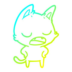 cold gradient line drawing talking cat cartoon