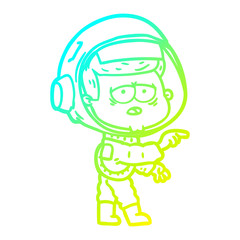 Obraz premium cold gradient line drawing cartoon tired astronaut