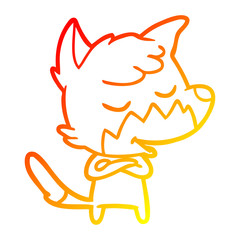 warm gradient line drawing friendly cartoon fox