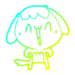 cold gradient line drawing cute cartoon dog