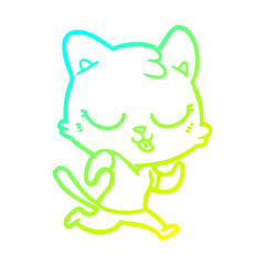 cold gradient line drawing cartoon cat