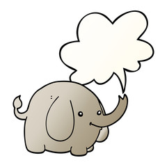 cartoon elephant and speech bubble in smooth gradient style
