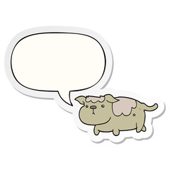 cartoon dog and speech bubble sticker