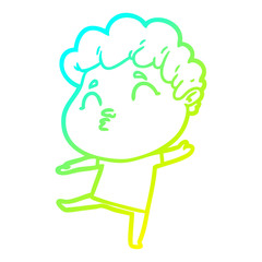 cold gradient line drawing cartoon man pouting