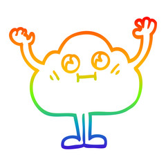 rainbow gradient line drawing happy cartoon cloud