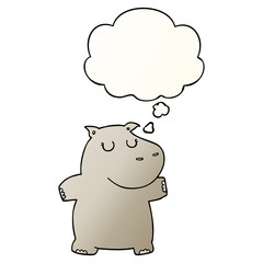 cartoon hippo and thought bubble in smooth gradient style