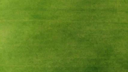 Gordijnen Antenne. De groene achtergrond van de grastextuur. Bovenaanzicht van drone. © Dmytro