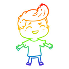 rainbow gradient line drawing cartoon man laughing