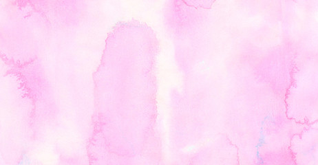 Pink color light ink effect shades gradient on textured paper. Soft smeared aquarelle painted magenta watercolor canvas for splash design, invitation background, vintage template